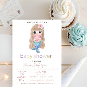 Süße Meerjungfrau Baby Shower Einladung