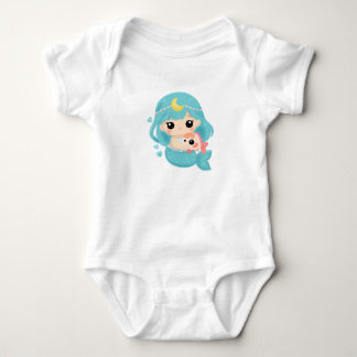 Süße Meerjungfrau-Illustration – Whimsische Ozeank Baby Strampler