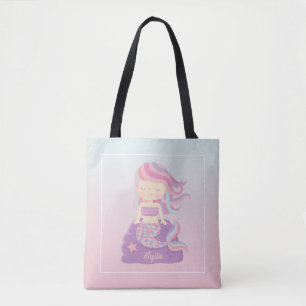 Süße Meerjungfrau Mädchen Rosa Blau Ombre-Tasche