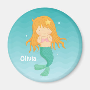 Süße Meerjungfrau, personalisierter Magnet für Kin