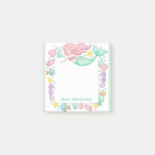 Süße Meerjungfrau Personalisiertes Mitzwa Notizblo Post-it Klebezettel