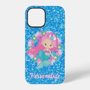 Süße Meerjungfrau Rosa Blau Glitter Personalisiere iPhone 12 Pro Hülle