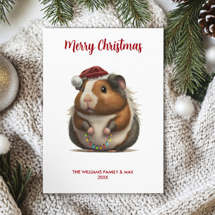 Süße Meerschweinchen-Familien-Weihnachten Feiertagskarte