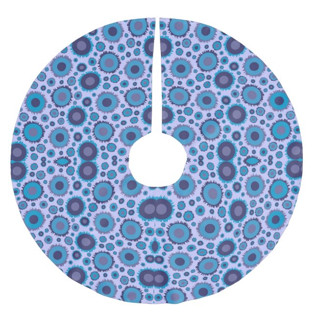 Süße mehrfarbige blaue Sonnenmuster Polyester Weihnachtsbaumdecke (Vorderseite)