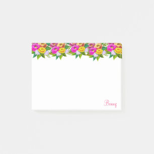 Süße mehrfarbige Blumen auf Weiß Post-it Klebezettel