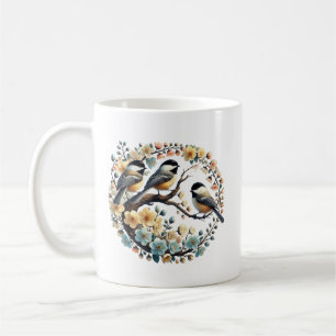 Süße Meisen-Vogelliebhaber fügen Monogramm hinzu Kaffeetasse