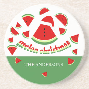 Süße Melonen Frohe Weihnachten Illustration Getränkeuntersetzer