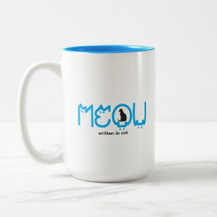 Süße MEOW-Katzenmutter-Minimalistin Zweifarbige Tasse