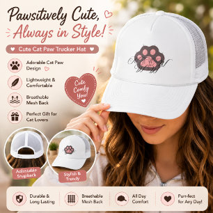 Süße "Meow"-Katzenpfoten-Trucker-Mütze - Adorable  Truckerkappe