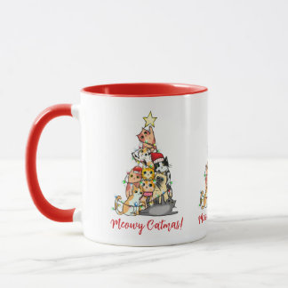 Süße Meowy Catmas Katzen Weihnachtsbaum Tasse