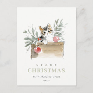 Süße Meowy Weihnachtsbox Katze Firmenlogo Feiertagspostkarte