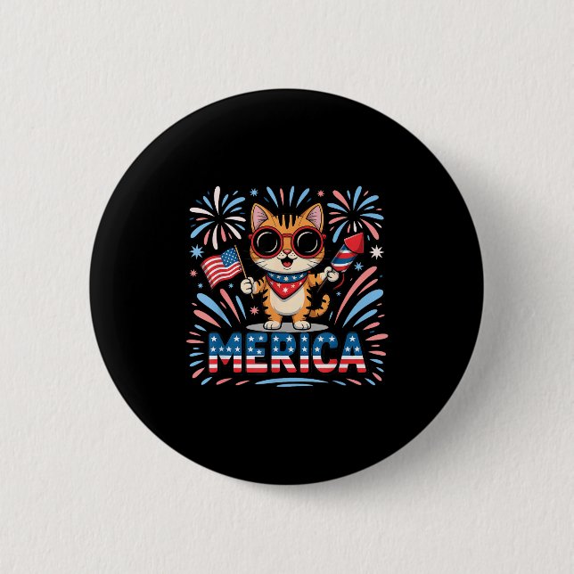 Süße Merica 4. Juli Katze 250 Jahre Veranda Gans Button (Vorderseite)