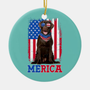 Süße Merica Schokoladen Lab USA Flag Sonnenbrille Keramik Ornament