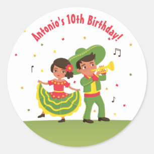 Süße mexikanische Fiesta Hispanic Kinderparty-Aufk Runder Aufkleber