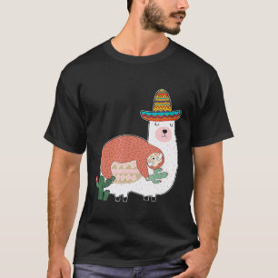 Süße mexikanische Tiere Llama Faultier Cinco de Ma T-Shirt
