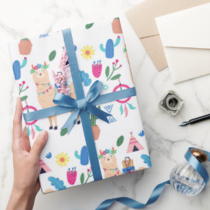 Süße mexikanische Weihnachts-Lamas Geschenkpapier