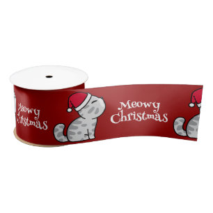Süße Miau-Weihnachts-Santa-Katzen Satinband