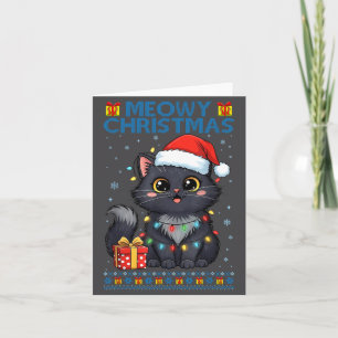 Süße Miau-Weihnachtskatze – Kawaii-Feiertags-Kitty Karte