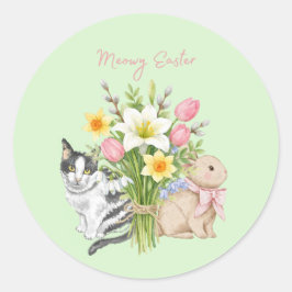 Süße Miauen-Osterkatze Runder Aufkleber