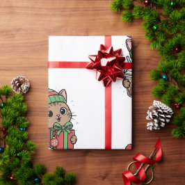 Süße Miezekatze Weihnachten Katze Eiskaffee Muster Geschenkpapier
