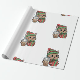 Süße Miezekatze Weihnachten Katze Eiskaffee Muster Geschenkpapier