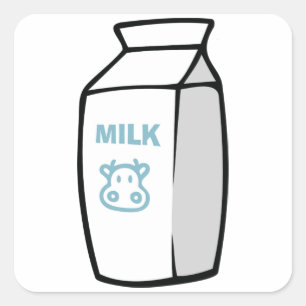 Süße Milchkuh Cartoon-Milchkarton-Illustration  Quadratischer Aufkleber