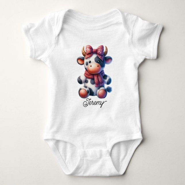 Süße Milchkuh mit Schleife Baby Strampler (Vorderseite)
