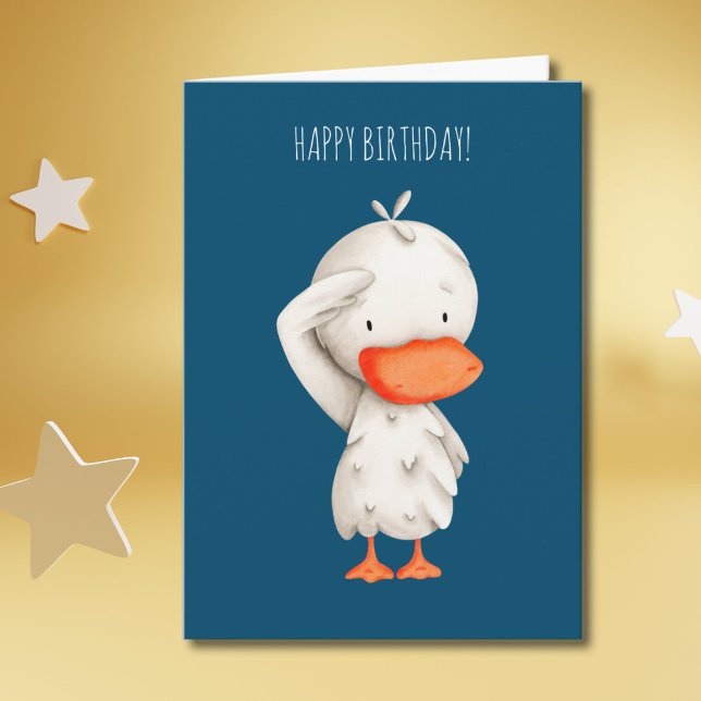 Süße militärische Ente salutiert zum Geburtstag Karte (Von Creator hochgeladen)