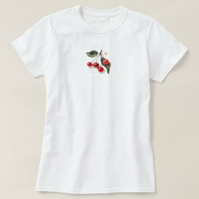 Süße, minimalistische Ästhetik frische Kirsche T-Shirt (Design vorne)