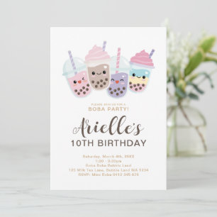 Süße minimalistische Boba-Blasen-Milchtee-Einladun Einladung