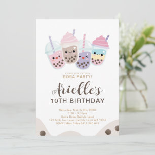 Süße minimalistische Boba-Bubble-Milch-Tee Einladung