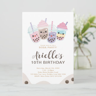 Süße minimalistische Boba-Bubble-Milch-Tee Einladung