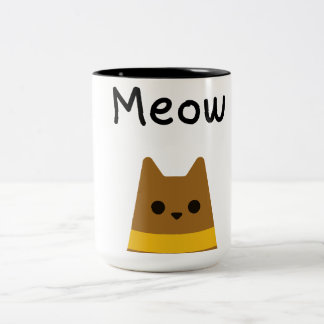 Süße minimalistische braune Katze Miau Zweifarben- Zweifarbige Tasse