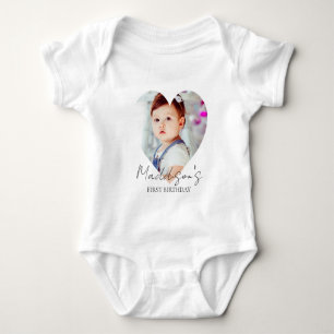 Süße minimalistische Foto-Erstgeburtstagsfeier Baby Strampler
