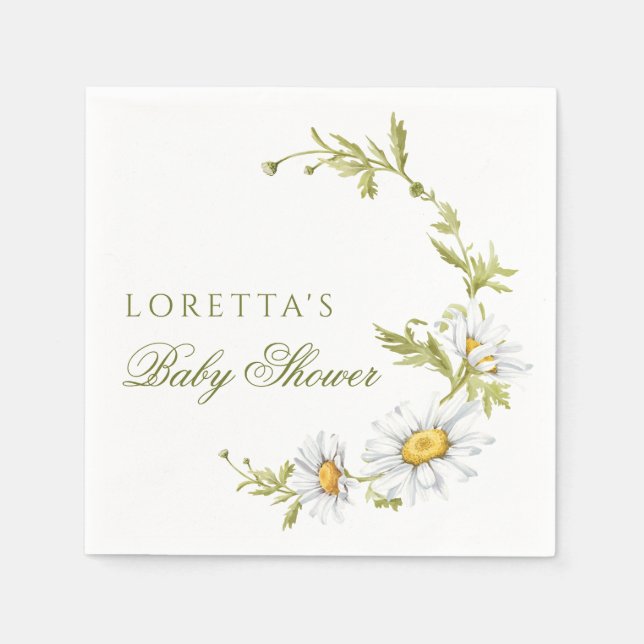 Süße minimalistische Gänseblümchen-Blumen-Baby-Par Serviette (Vorderseite)