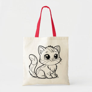 Süße minimalistische Katzen-Linienkunst-Tasche Tragetasche