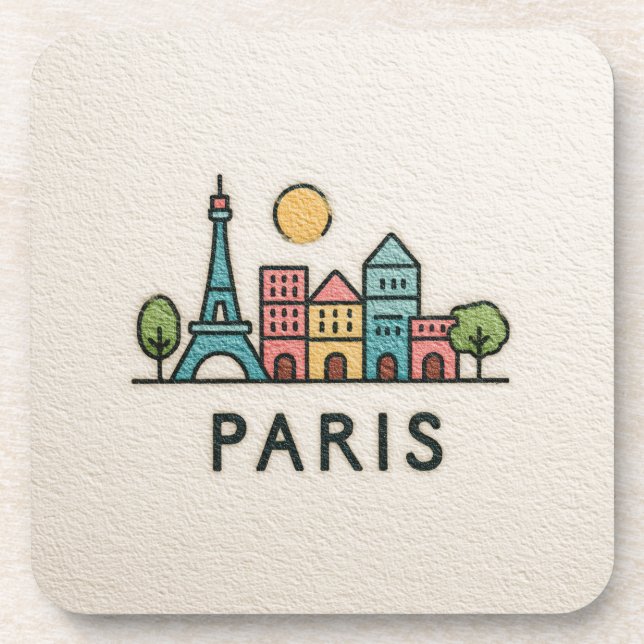 Süße minimalistische Pariser Skyline Getränkeuntersetzer (Vorderseite)