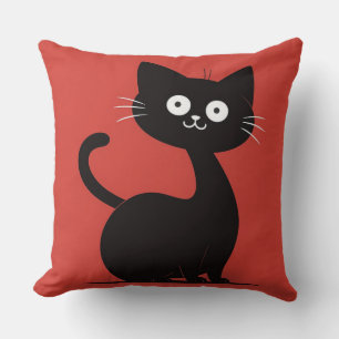 Süße minimalistische schwarze Katzen-Cartoon lusti Kissen