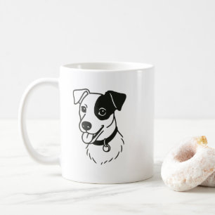 Süße minimalistischer Hunde Linienkunst Kaffeetasse
