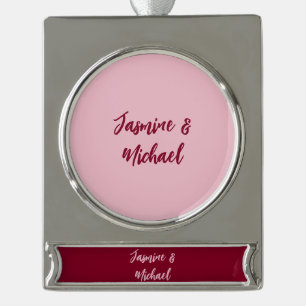 Süße minimalistisches Burgunderrot Kalligrafie eig Banner-Ornament Silber