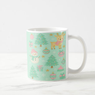 Süße Mint-Weihnachtshirsche und Schneemann Kaffeetasse