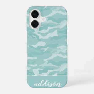 Süße mintgrüne Camo-Personalisierung iPhone 16 Hülle