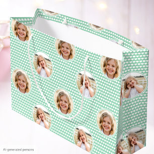 Süße mintgrüne Herzen Kindergeburtstagsfoto Große Geschenktüte