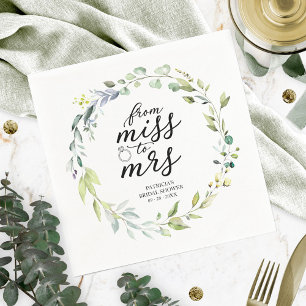 Süße Miss zu Mrs Grünzeug Eukalyptus Brautparty Serviette