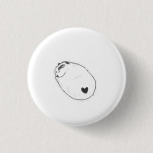 Süße Mochi-Katze mit Herzfleck Handgezeichnete Kun Button