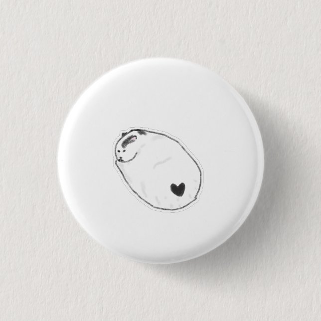 Süße Mochi-Katze mit Herzfleck Handgezeichnete Kun Button (Vorderseite)