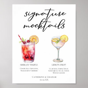 Süße Mocktails Shirley Temple Lemon Drop Menü Poster