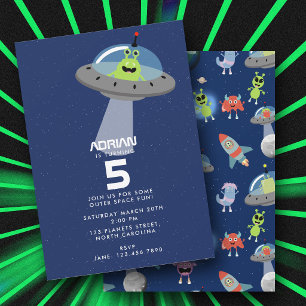 Süße moderne Alien-Monster-Space-Kinder-Geburtstag Einladung
