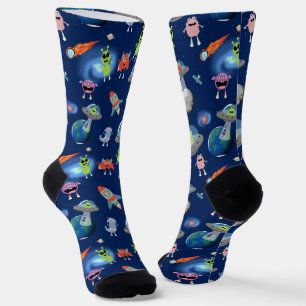 Süße moderne Alien-Monster Weltraum-Kinder-Muster Socken