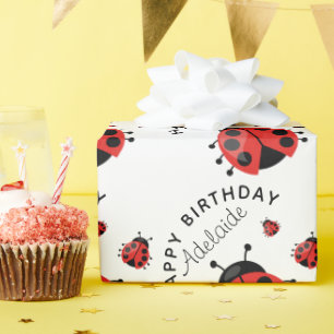 Süße moderne Alles Gute zum Geburtstag Rote Marien Geschenkpapier
